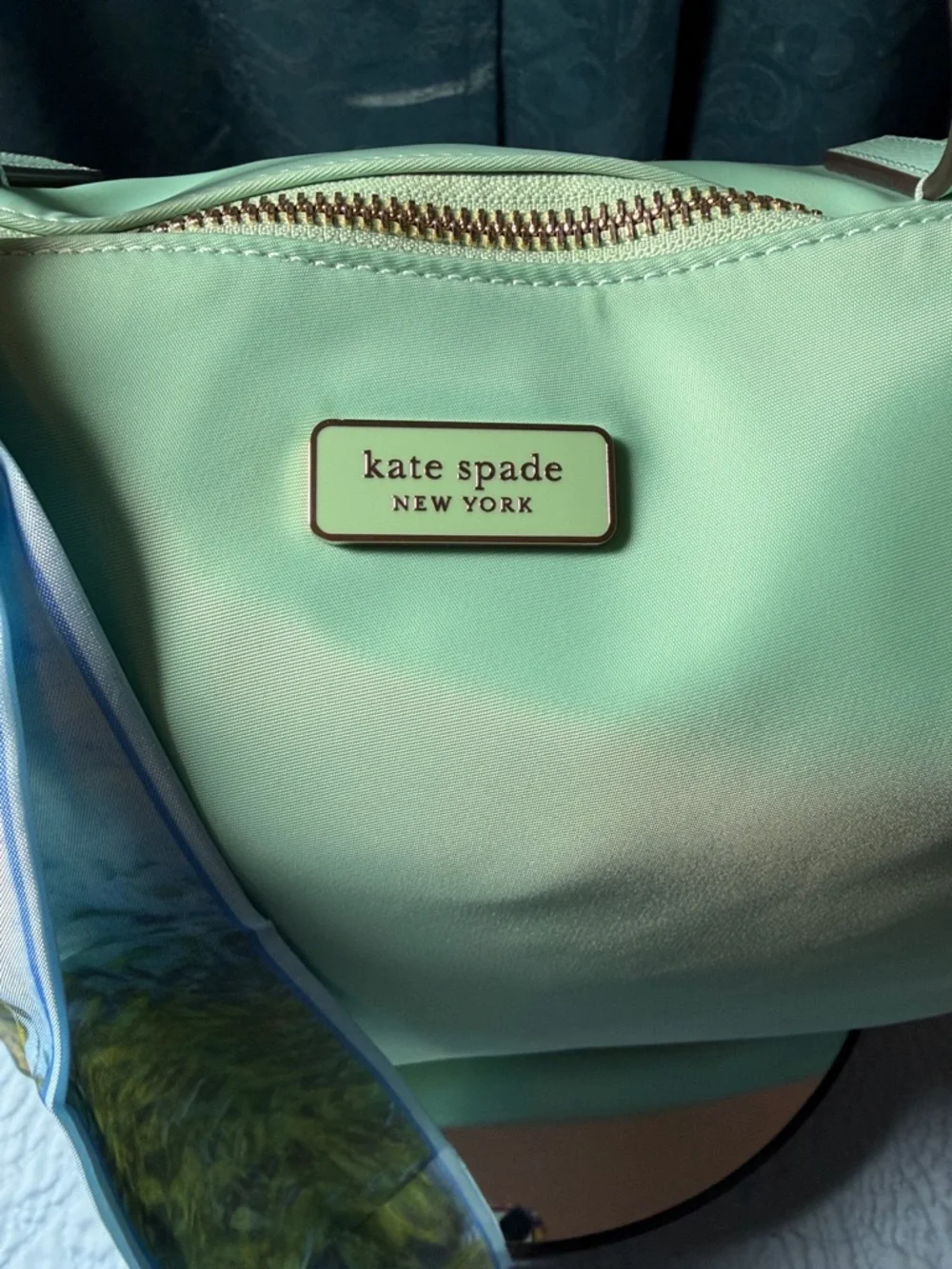 kate spade Mint Green Tote with Accent Scarf 11 x 10 - Picture 3 of 12